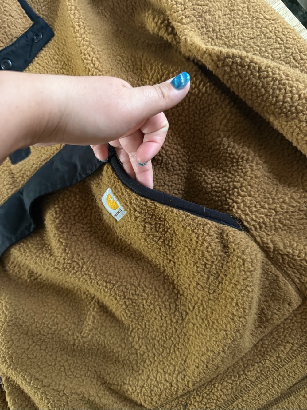 Carhartt Women's Brown and Black Sherpa Pullover Jacket - Picture 3 of 5